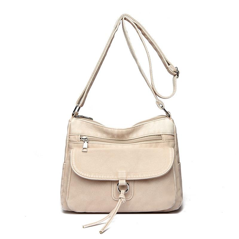 Women's bag Multi-pocket stylish and simple shoulder bag Casual light texture Large capacity messenger women's bag