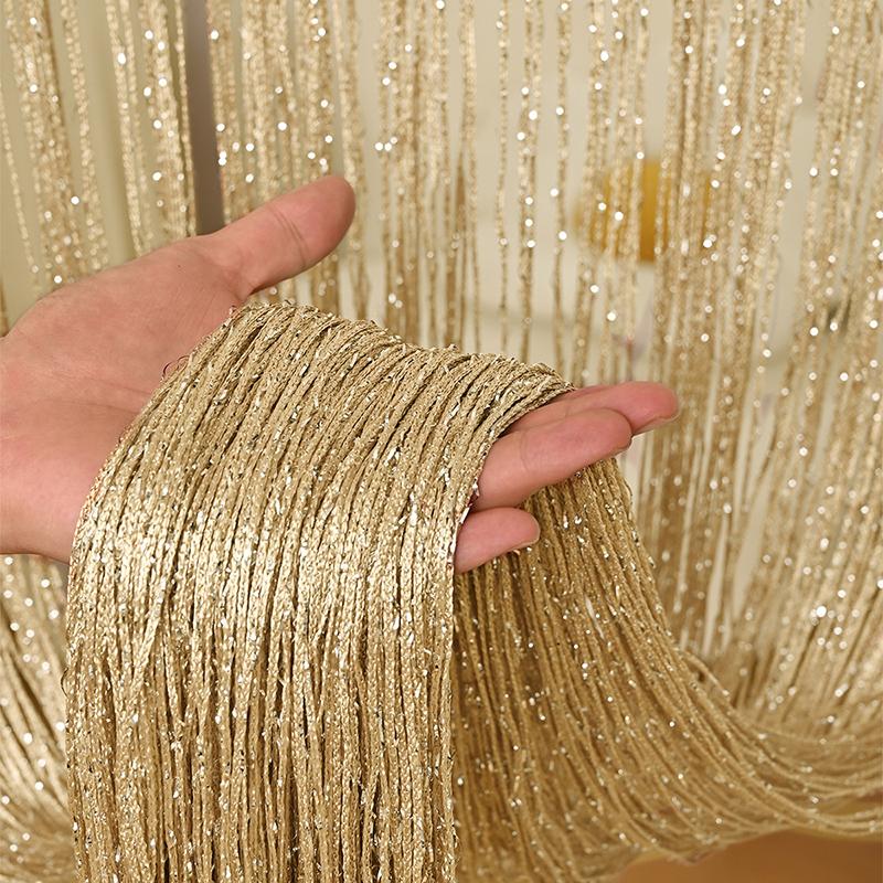 Glitter Curtains Tassel Curtains Hanging Door Curtain Encryption Partition Decoration Curtain for Door Living Room Bedroom
