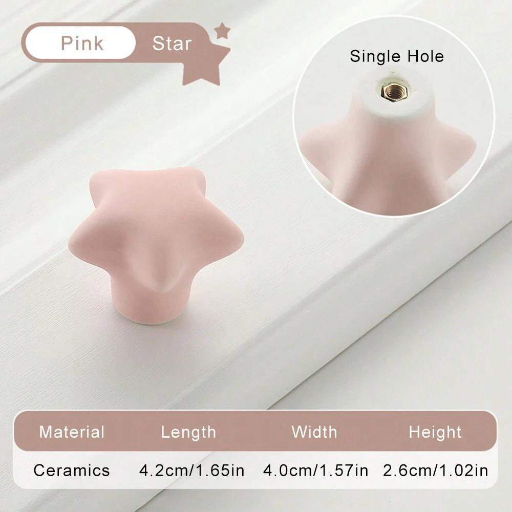 Children's Room Cabinet Knobs Ceramic Cabinet Handle Cartoon Clouds Star Cabinet Wardrobe Drawer Pull Handles for Kids Room