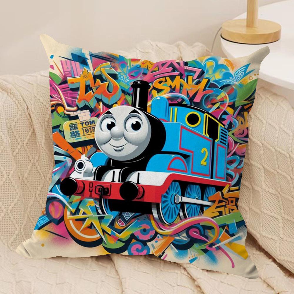 TThomasES The Train Cushion Cover Soft Plush Throw Pillow Cover DoubleSided Decorative Cushion Case Sofa Bedroom Home Decor