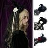 Decorative Witch Hats Halloween Hat with Rose for Women, Gothic Vintage Mini Wizard Women Headpiece Veil Costume, Dress Up, Masquerade Party Reusable
