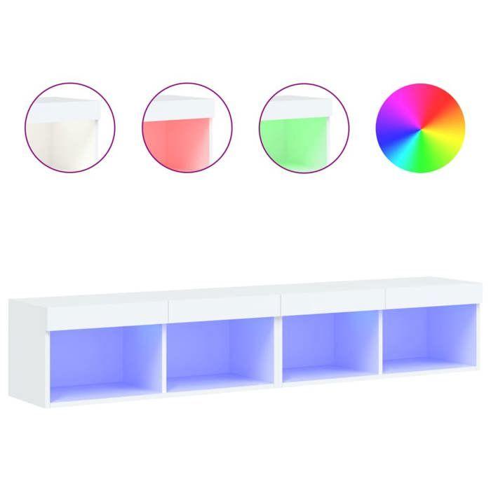 VidaXL Meubles TV avec lumières LED 2 pcs blanc 80x30x30 cm 837142