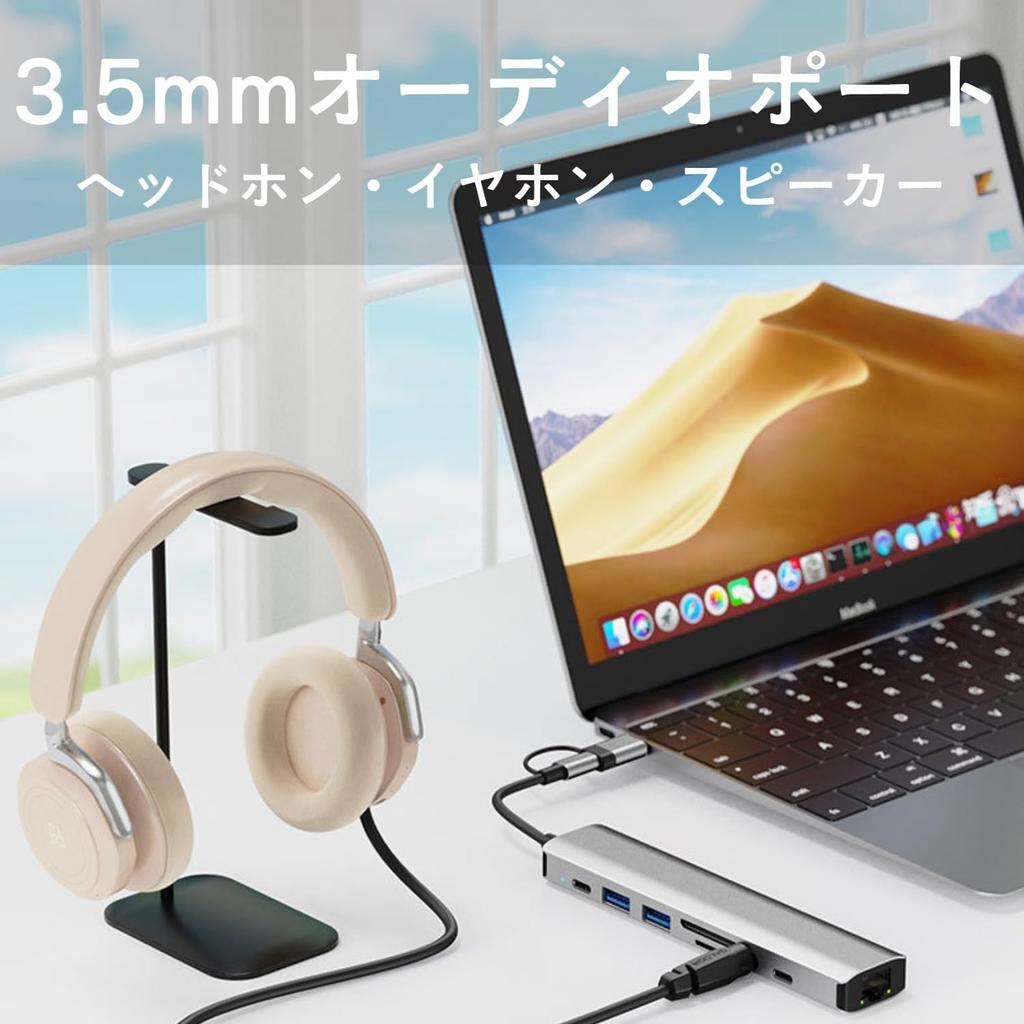 USB C Hub with Wired LAN 5Gbps Data Card LAN Audio Power Compatible with MacBook iPad and other and Android Systems 9-in-2 C-A Connector, Adapter,