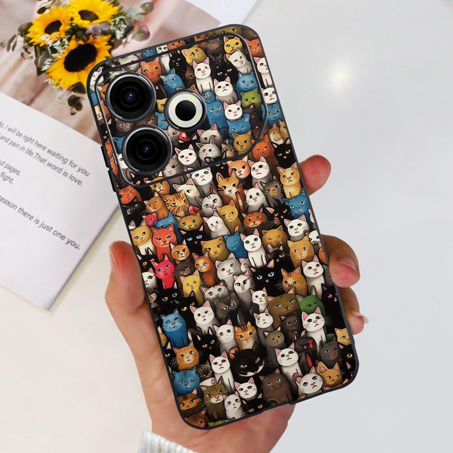2024 Fashion Case For Tecno Pova 6 Neo Black Silicone Soft TPU Back Cover For Tecno Pova 6Neo 4G Phone Cases