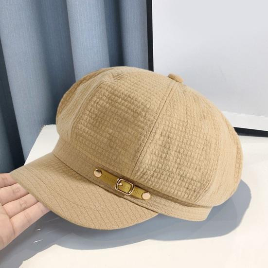 Womrn Herbst Winter Hut Maler Hut Kurze Krempe Schnalle Dekor Dome Top Retro Künstlerische Dekorative Dame Kappe