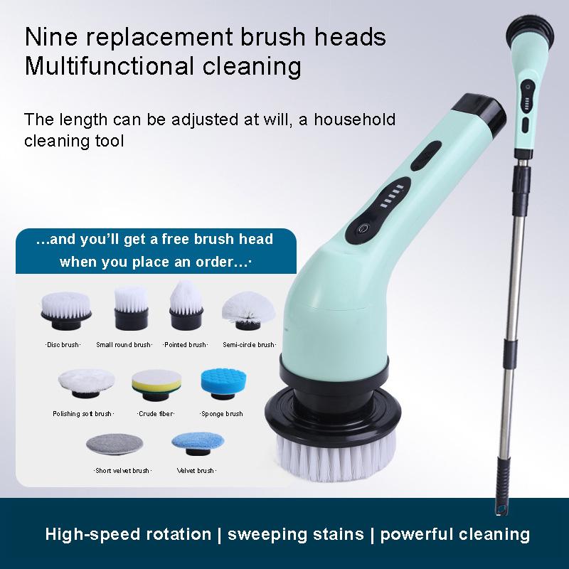 Multi Functional Electric Cleaning Brush with Automatic Rotating Telescopic Rod Wireless Hand Held Scrubbing Tool for Home