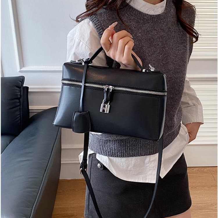 Kleine quadratische Tasche mit Reißverschluss Damen Schulter-Tragetasche