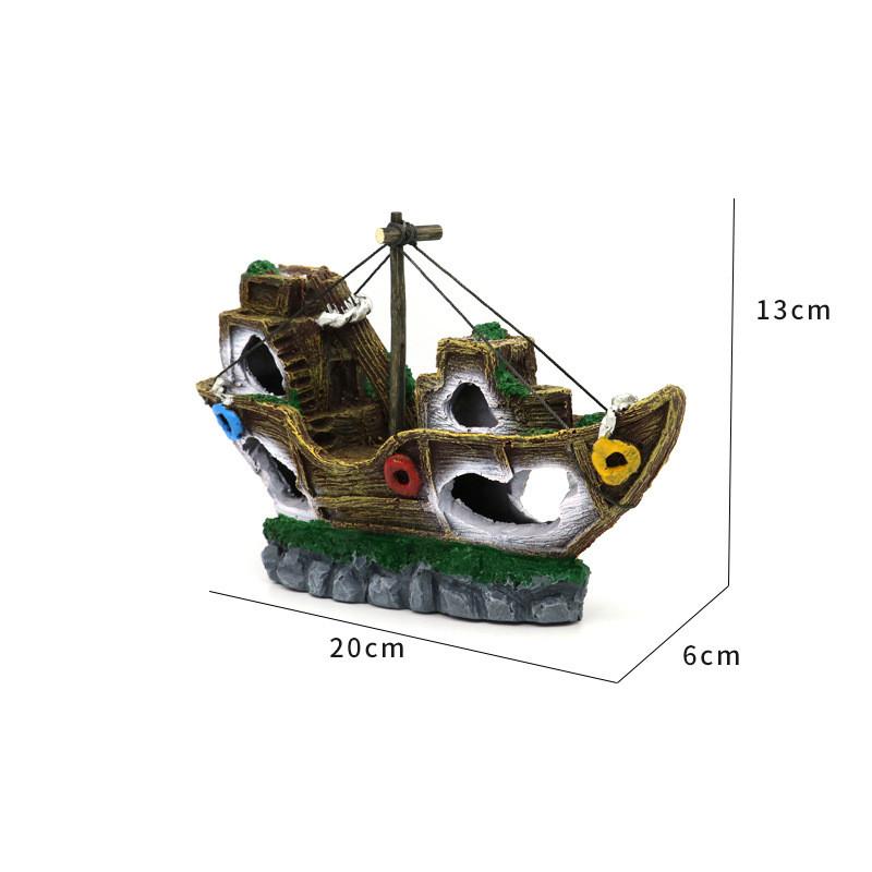 

Пиратский корабль Кораблекрушение Винтажный дизайн из смолы Лодка Аксессуары для аквариума Украшения для аквариума Пейзаж Домашние украшения
