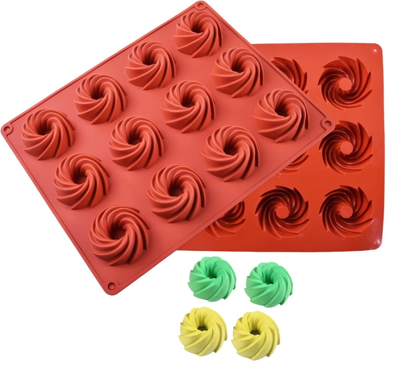 Silicone Baking Form for Muffins, Cupcakes, Twisted Muffins 12 Cups