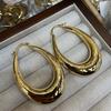 Niche Light Luxury Celi Oval U-Shaped Water Drop Metal Earrings Temperament Advanced Quality Earrings Jewelry Women