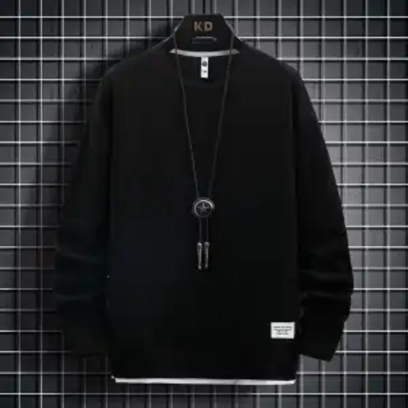 

Новый Вафельный Мужской Весенне-Осенний Модный Повседневный Спортивный Универсальный Костюм из Толстовки с Длинным Рукавом и Брюк M чёрный