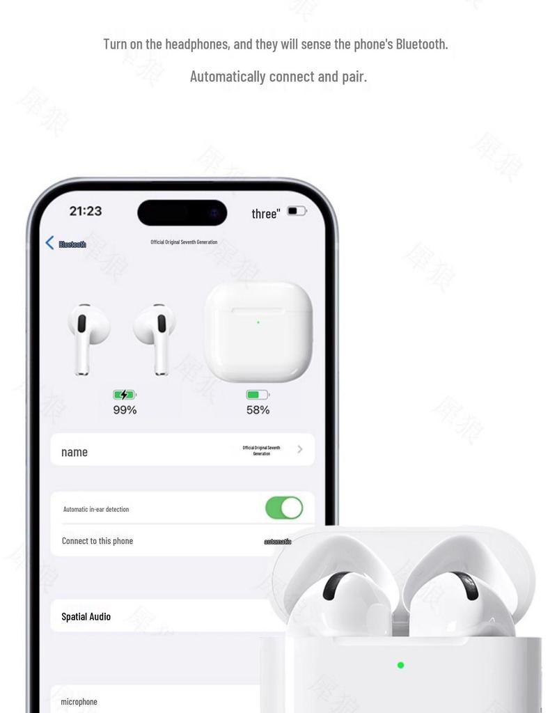 7th Gen Wireless Bluetooth Earphones, Noise-Cancelling, 2025 Model, Compatible with Apple, High Sound Quality for Men and Women.