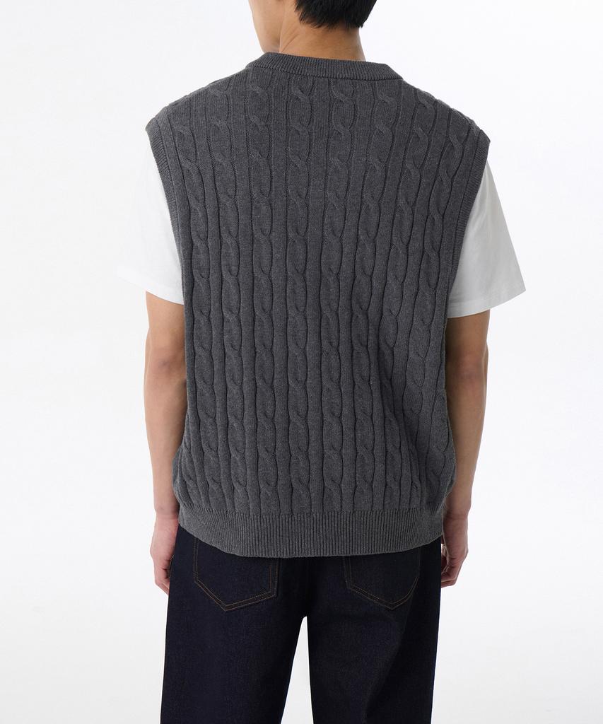 Musinsa Standard Cotton Cable V-Neck Knit Vest [Gray]