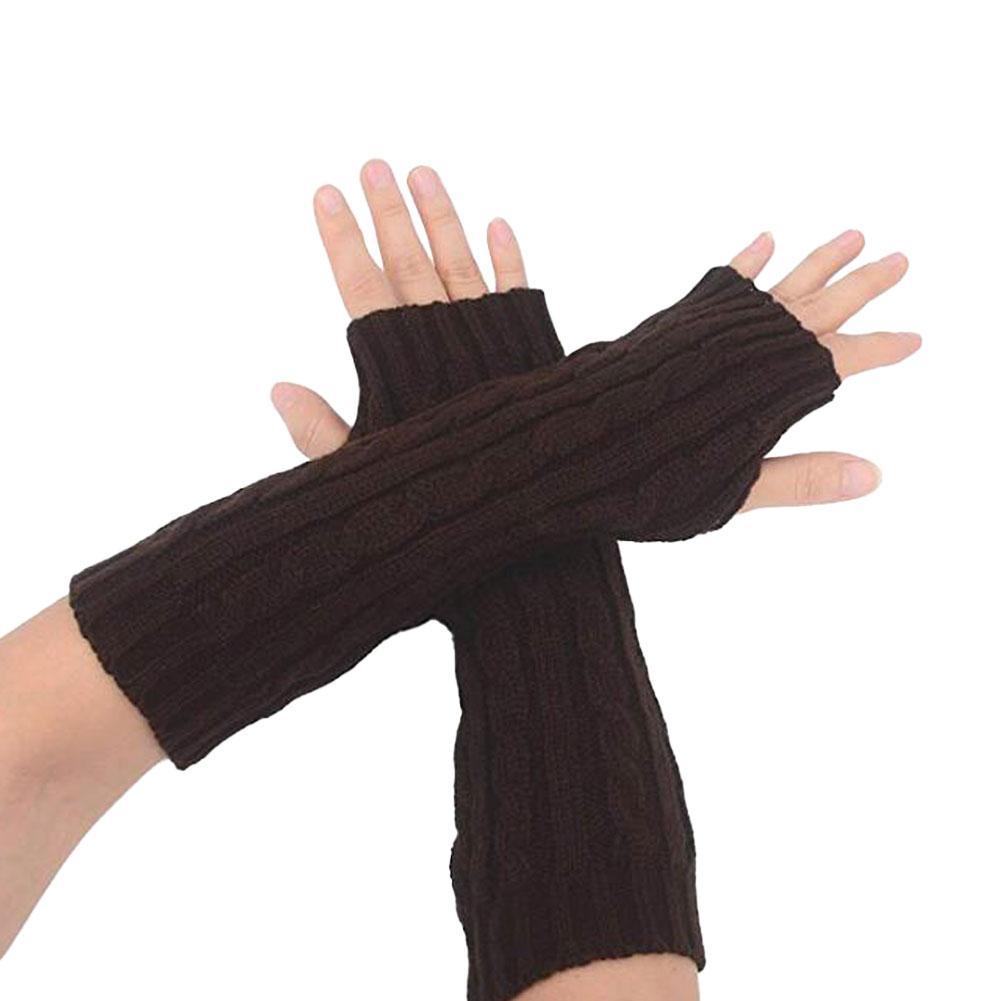 Women Knit Long Fingerless Gloves Fashion Arm Wrist Sleeve Hand Warmer Girls Casual Half Black Over Elbow Punk Gothic Mittens