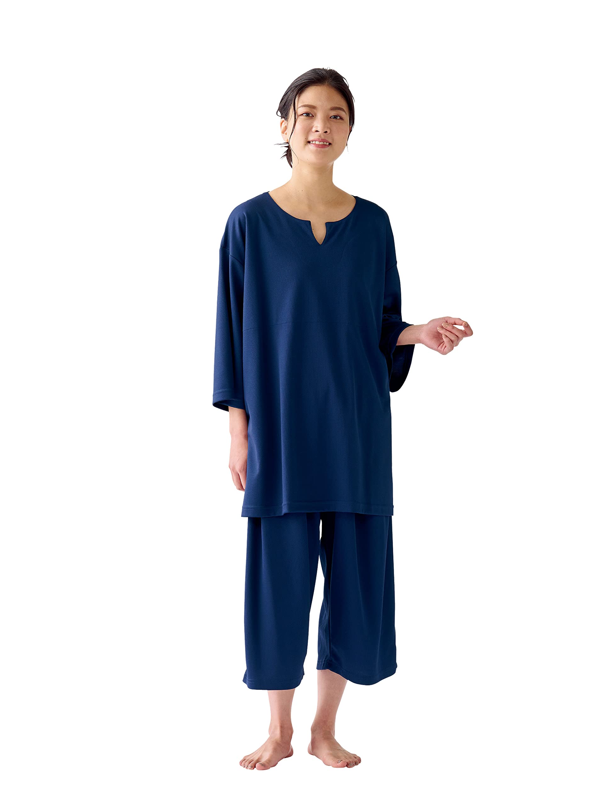 

and Towel Dry Mesh Resort Wear Pajama Size L [Knit Collection] Set, Indigo,