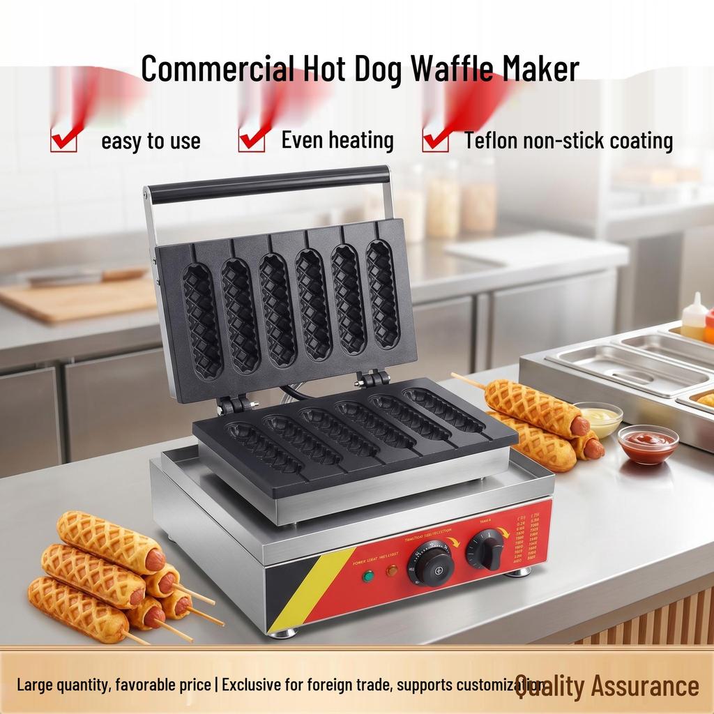 Commercial Electric Hot Dog Waffle Maker - Automatic Tabletop Pancake & Muffin Machine for Street Food