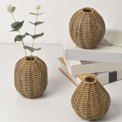 Geflochtene Kunst rattan Vase Handgefertigt Indoor Dekorative Vase für Trocken Kunstblumen Rustikal Bauernhaus Boho Korb Weidenkorb für Tischmittelstück