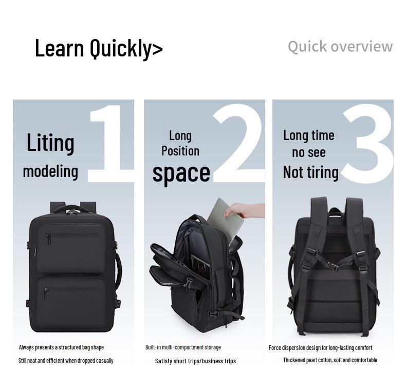 Expandable Water-Repellent Multifunction Travel Backpack with Large Capacity