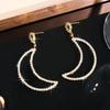 Geometric Hollow Out Rhinestone Crescent Earrings - Women's Copper Stud Jewelry