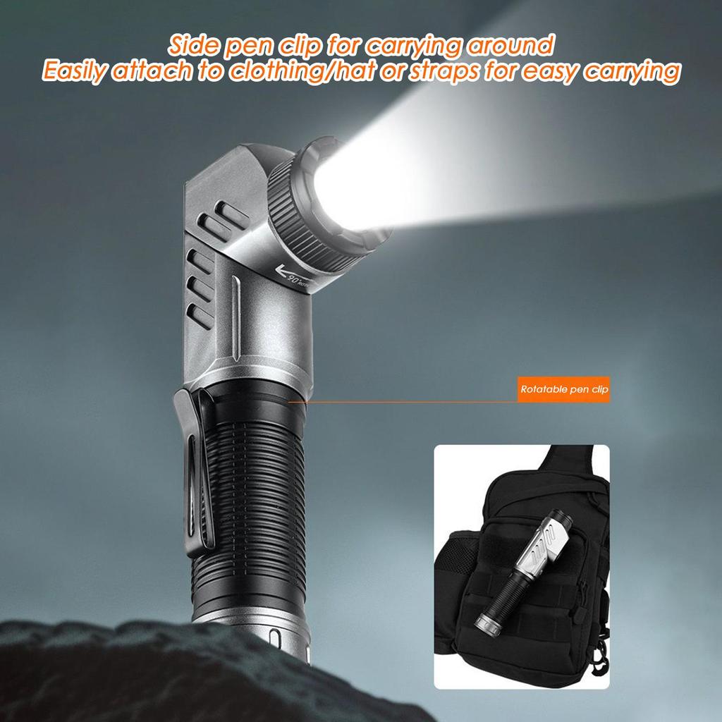 Rechargeable Work Light Rechargeable Magnetic Flashlight Outdoor Portable Torch 90-Degree Adjustable Corner Work Light For Night