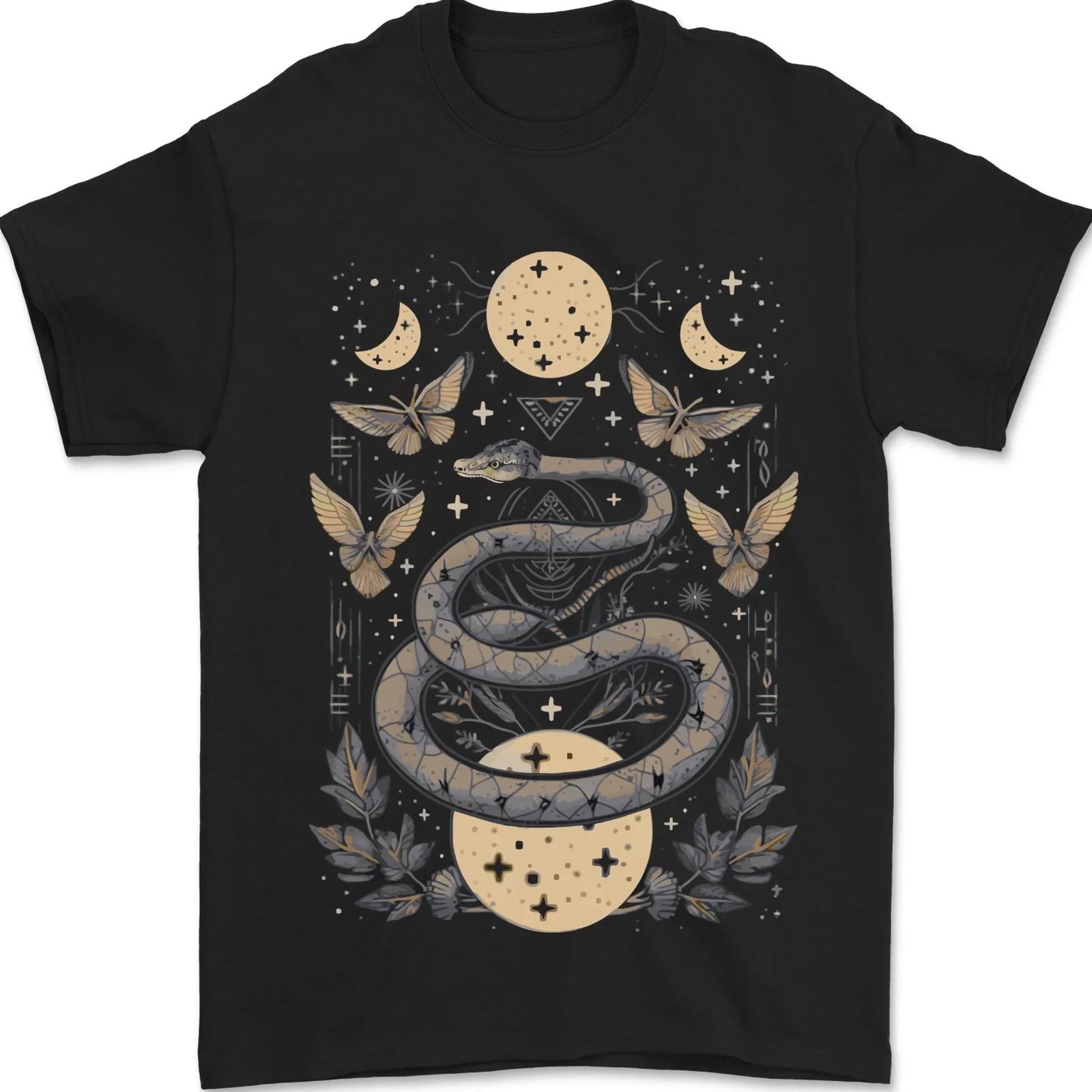 Celestial Snakes & Butterfies Pagan Earth Moon Mens T-Shirt 100% Cotton S