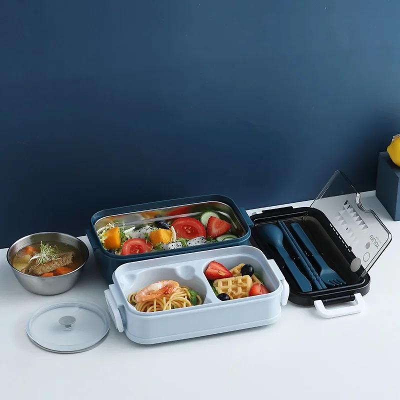 Double-layer Food Storage Container, Lunch Container for Student Office Worker, Microwave Heating Lunch Box Bento Box