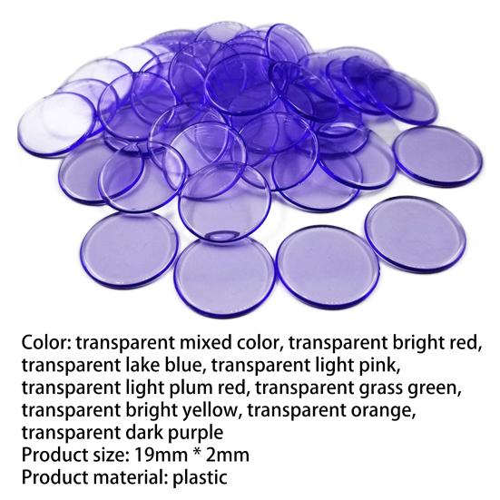 100Pcs 19mm Bingo Chips Transparent Color Counting Math Game Counters Markers