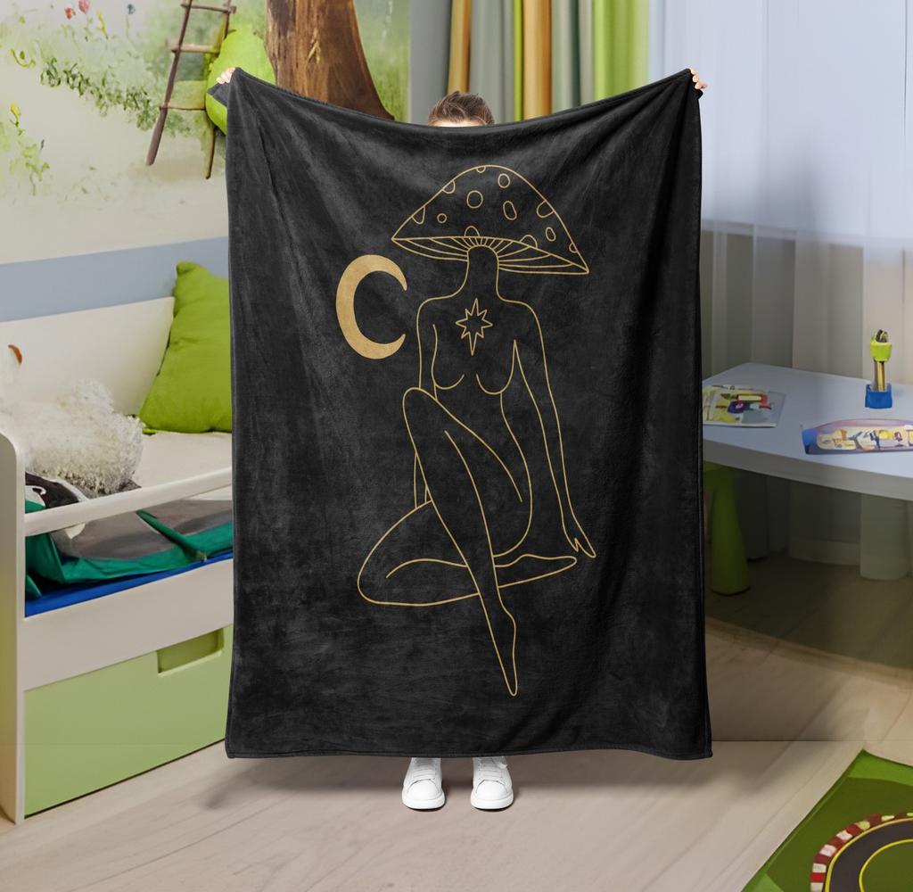 1PC Throw Fantasy Mushroom Flannel Blanket Forest Mushroom arts Bohemia style Soft thin Blankets for Home Car Camping Nap Picnic