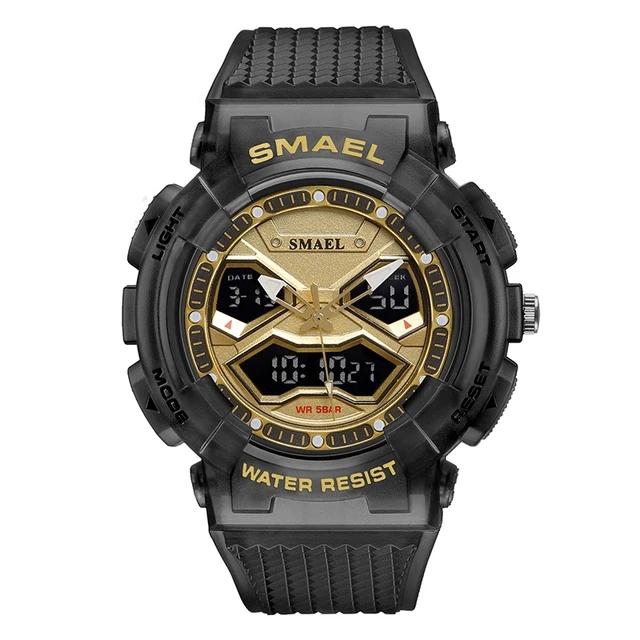 Smael 8073 Men s Digital Dual Movement Calendar Waterproof Watches Analog Quartz Week Luminous Multi-function Sports Watch Smael 8073