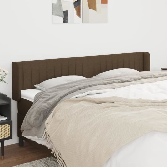 VidaXL Tête de lit avec oreilles Marron Foncé 163x16x78-88 cm Tissu3119015