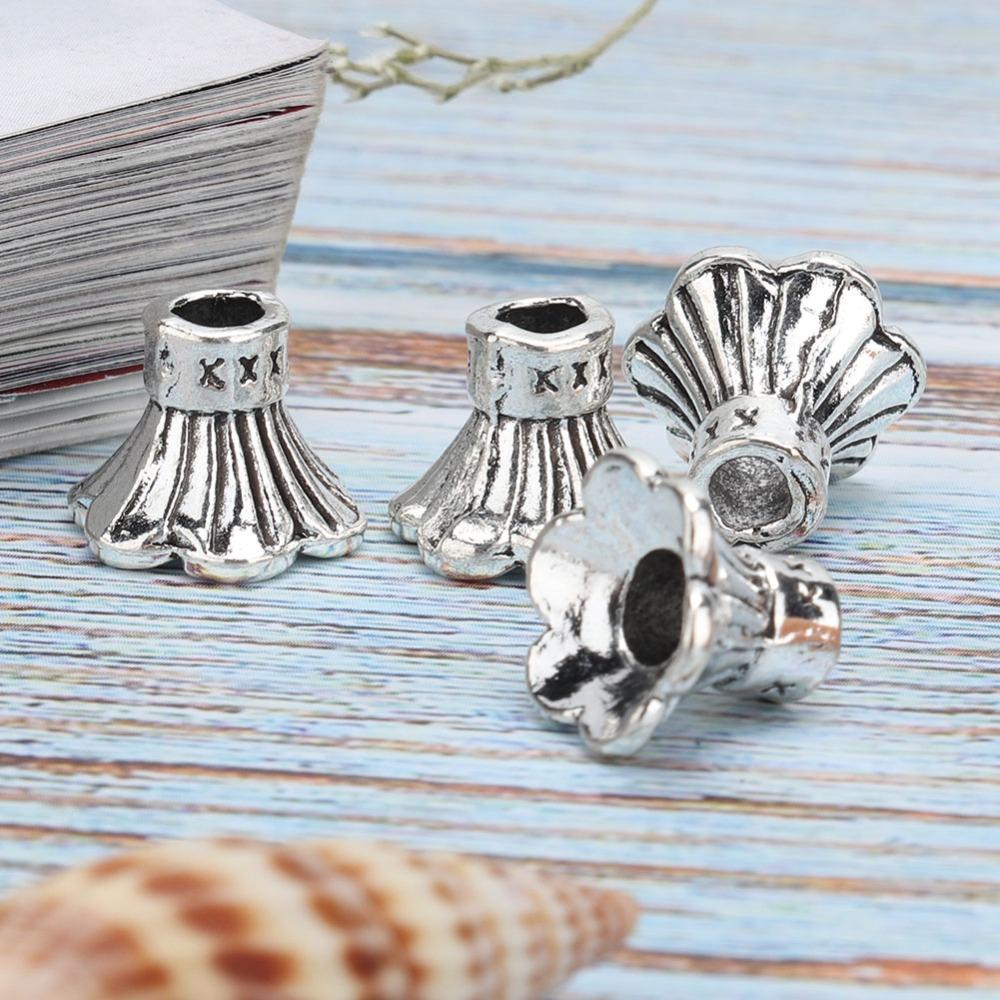50Pcs Silver Bracelet Beads Pendant Alloy Bead Cap DIY Jewelry Findings Professional Jewelry Makers