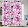 Luxury Bloom Pattern Shower Curtain 3D Printed Waterfall Curtain for Bathroom Decor Pink White Floral Design Wall Hanging with H