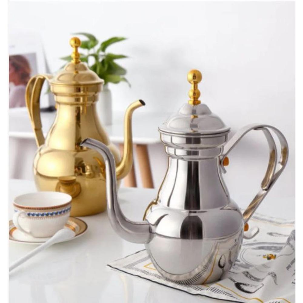1.5L, Stainless Steel Teapot, Restaurant Tea Kettle with Tea Strainer, Long Spout Pot for Tea Brewing In Mug, Home Tea Infuser
