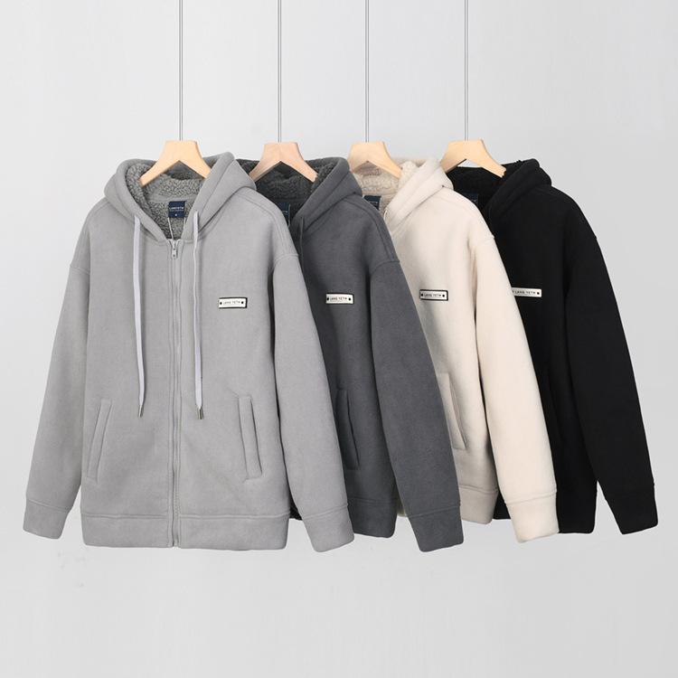 Autumn Winter Fashion Fleece Thickened Warm Hooded Coat Men's Casual Loose Sports Jacket