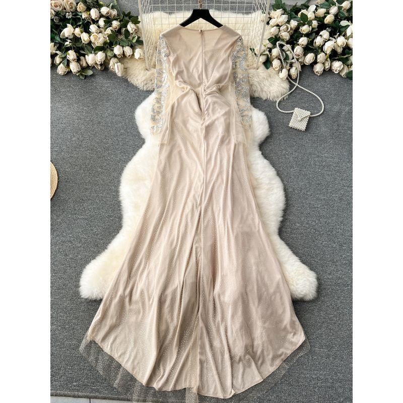 Accessible Luxury Banquet Niche Style Three-Dimensional Mesh Dress Dress