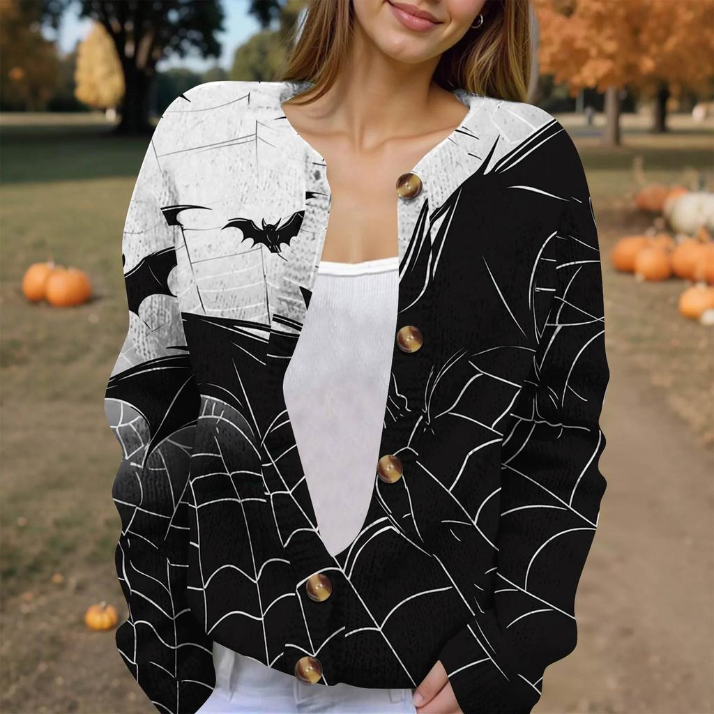 Dámská módní pletená svetrová bunda s dlouhým rukávem a zapínáním na knoflíky