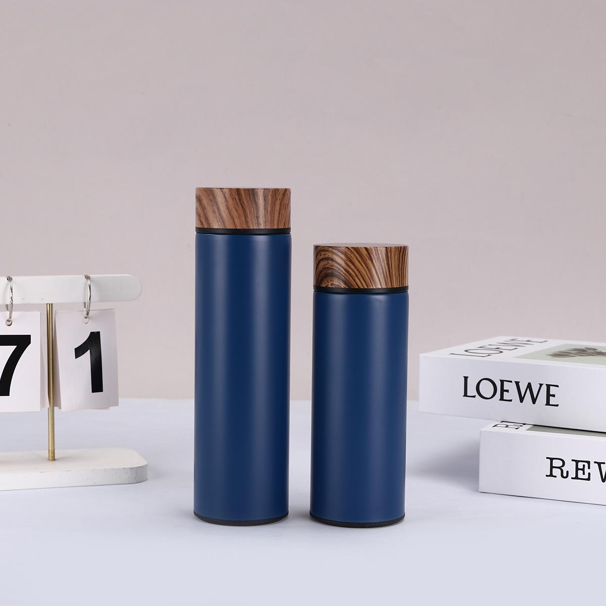 Tasse Thermos à Grain de Bois Acier Créative Pratique Coupe Droite Tasse à Thé de Voiture Durable Durable Utile Utile Sûr Sûr Qualité 350ml