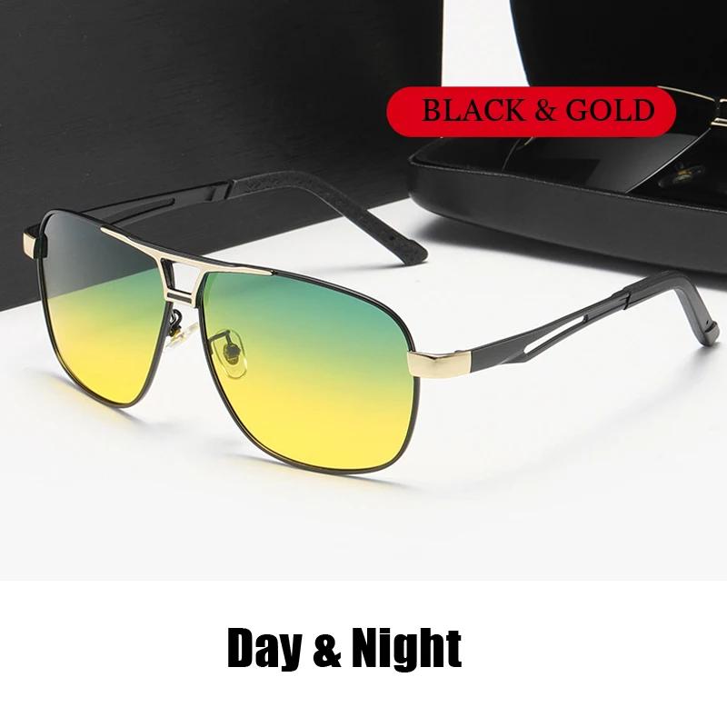 UV400 Lens Men Night Vision Photochromic Sunglasses Aviator Style Yellow Color Change Lenses Driving Sun Glasses