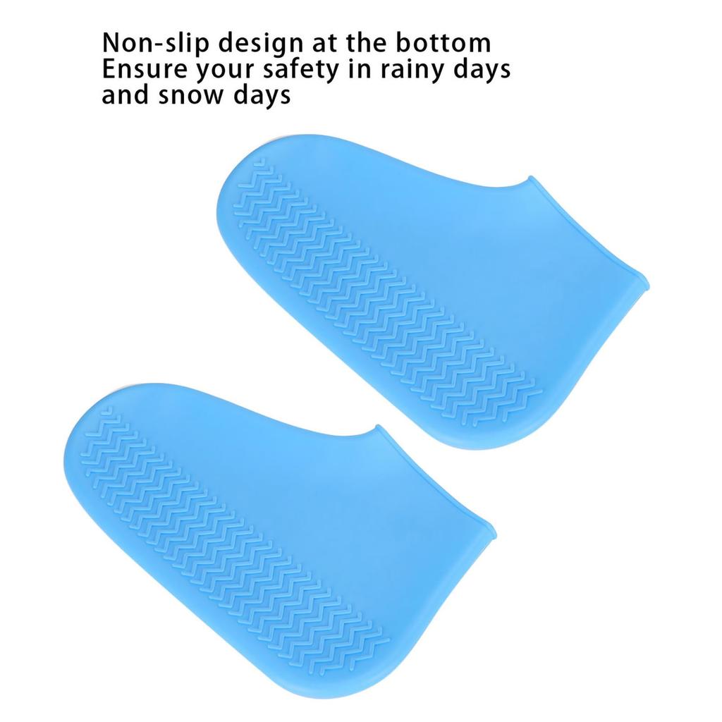 Silicone Waterproof Shoes Cover Outdoor Activity Reusable Non slip Shoes Protector Blue(Blue M)