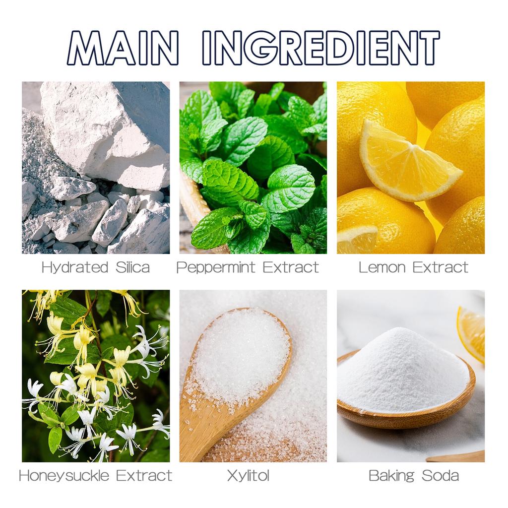 Zahnrestauration Mineralpulver Zahnaufhellung Fleckenentfernung Mundreinigung Frischer Atem Geruch verbessern Zahnpflege Zahnpasta