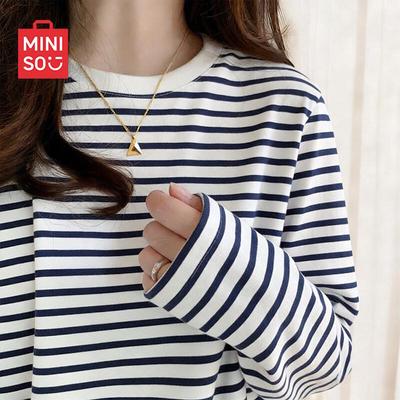 Damen Langarm-T-Shirt mit Streifen aus Baumwolle
