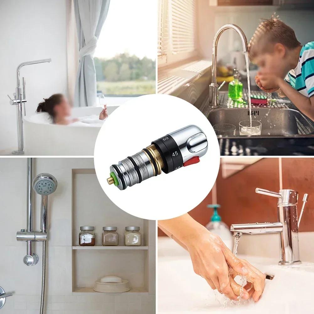 Thermostatic Valve Cartridge, Bathtub/Shower Mixing Valve, Brass Valve Stem Repair Kit, Solar Water Heater Thermostatic Valve