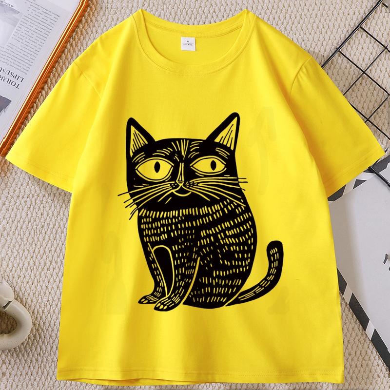 Funny Unique Cat Graphic TShirt Unisex Women Weird Cats T Shirt Vintage Round Neck Cool Streetwear Soft Breathable Tshirt Clothes