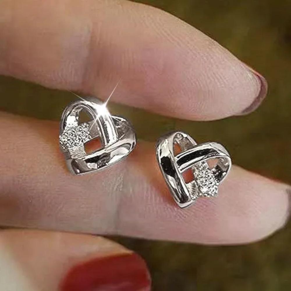 New Fashion Heart Knot Diamond Stud Earrings for Women Daily Casual Statement Jewelry