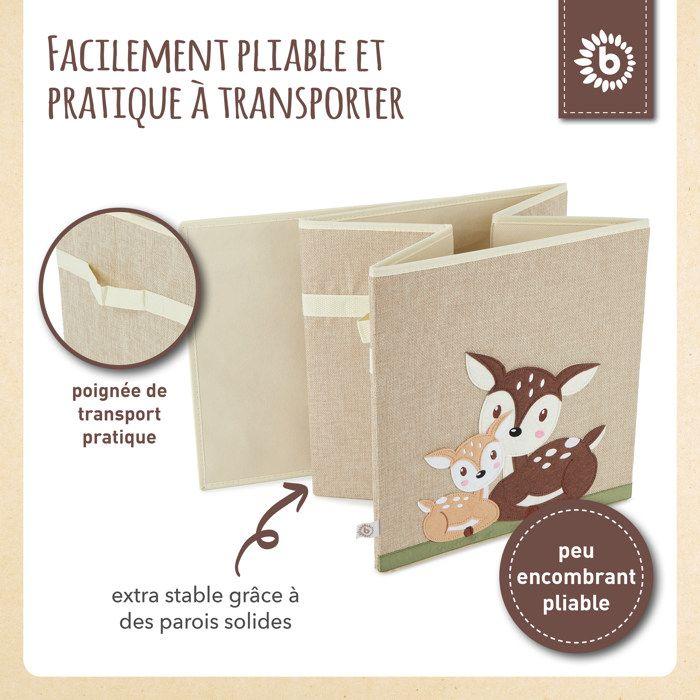 Boîte de rangement - bieco - motif chevreuil - 33x33x33 cm - polyester - 36 litres