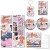 Quintessential Quintuplets Ichika Cat Teacher Badge Keychain Set: Anime Merch with Laser Ticket, Postcard, Bookmark Gift.