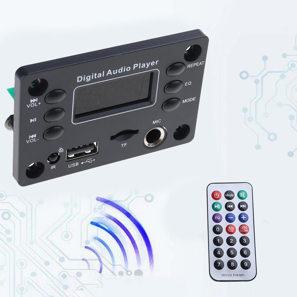 5V/12V Bluetooth-compatible 5.0 Receiver Module MP3 Player Decoding Board with FM Radio Functio for Sound Application