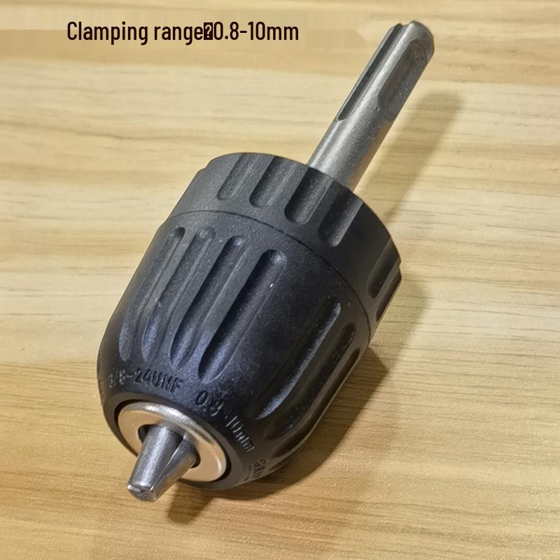 Multi-function Rotary Hammer to Electric Drill Adapter: Round/Square Shank, Four-Flute, Round Head