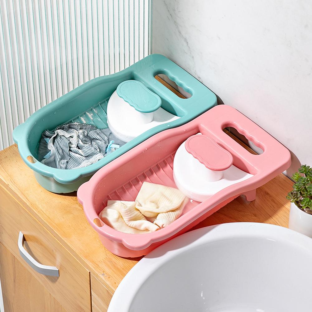 Household Mini Washboard Portable Laundry Board with Scrub Grips for Underwear Socks Lightweight Wash Board for Children Clothes