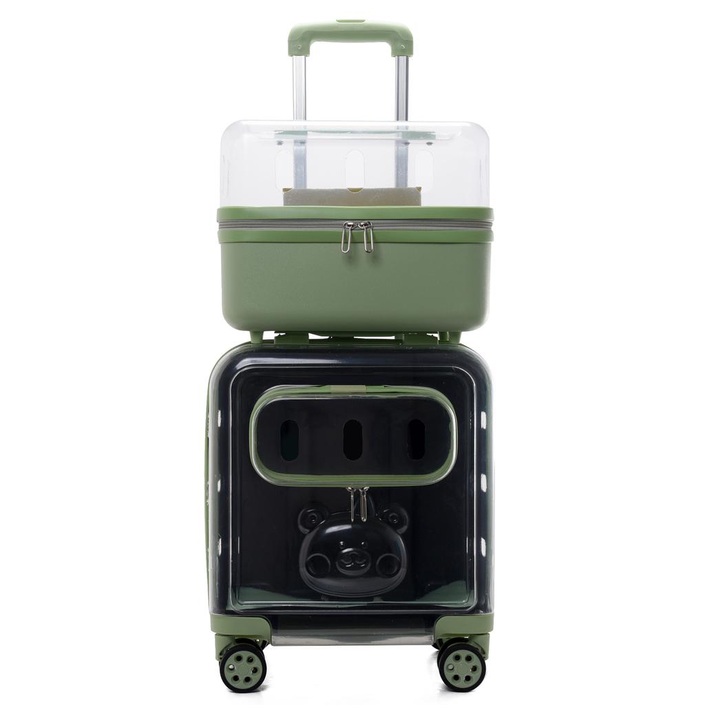 Portable Cat Bag 2 Layers Design for Outdoor Pet Trolley Case Transparent Panoramic Transport Cage Multifunctional Cat Handbag